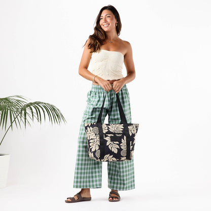 Holomua Keep It Light Zipper Tote in Sand on Black