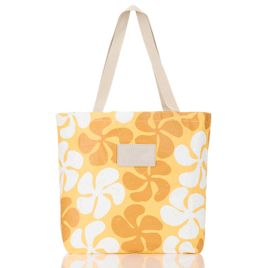 Funky Plumeria Reversible Tote in Honey