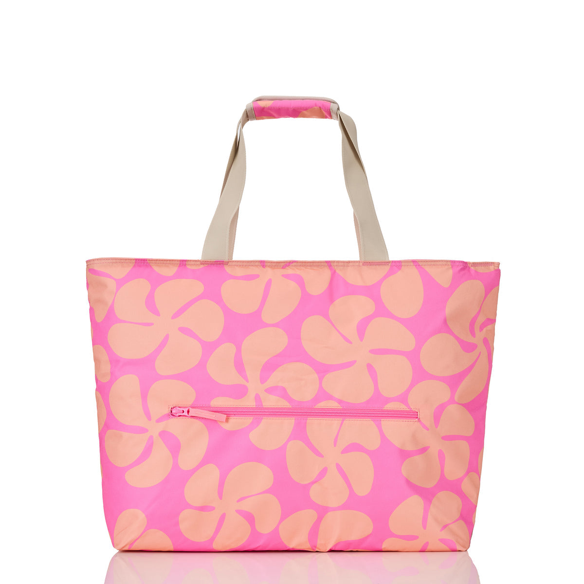 Funky Plumeria Cooler Tote in Neon Pink