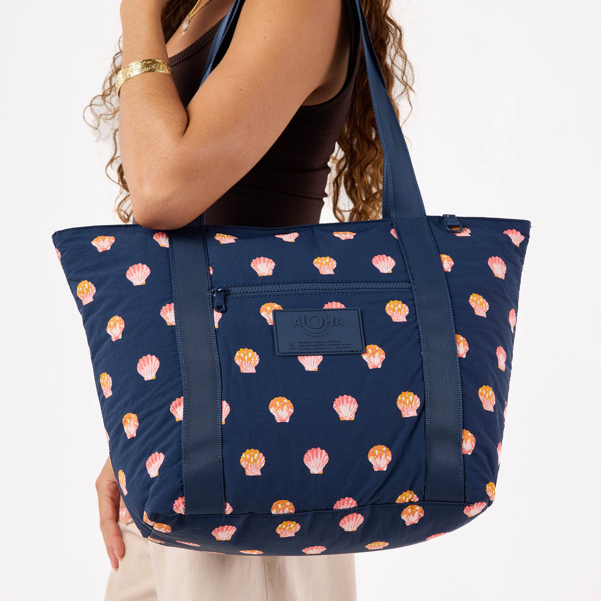 Sunny Dots Keep It Light Zipper Tote in Neptune