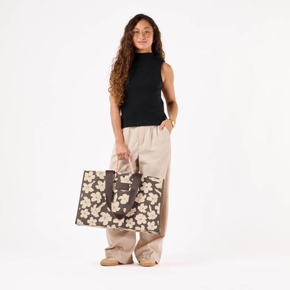 Puakenikeni Buds Carry It All Tote in Chocolate