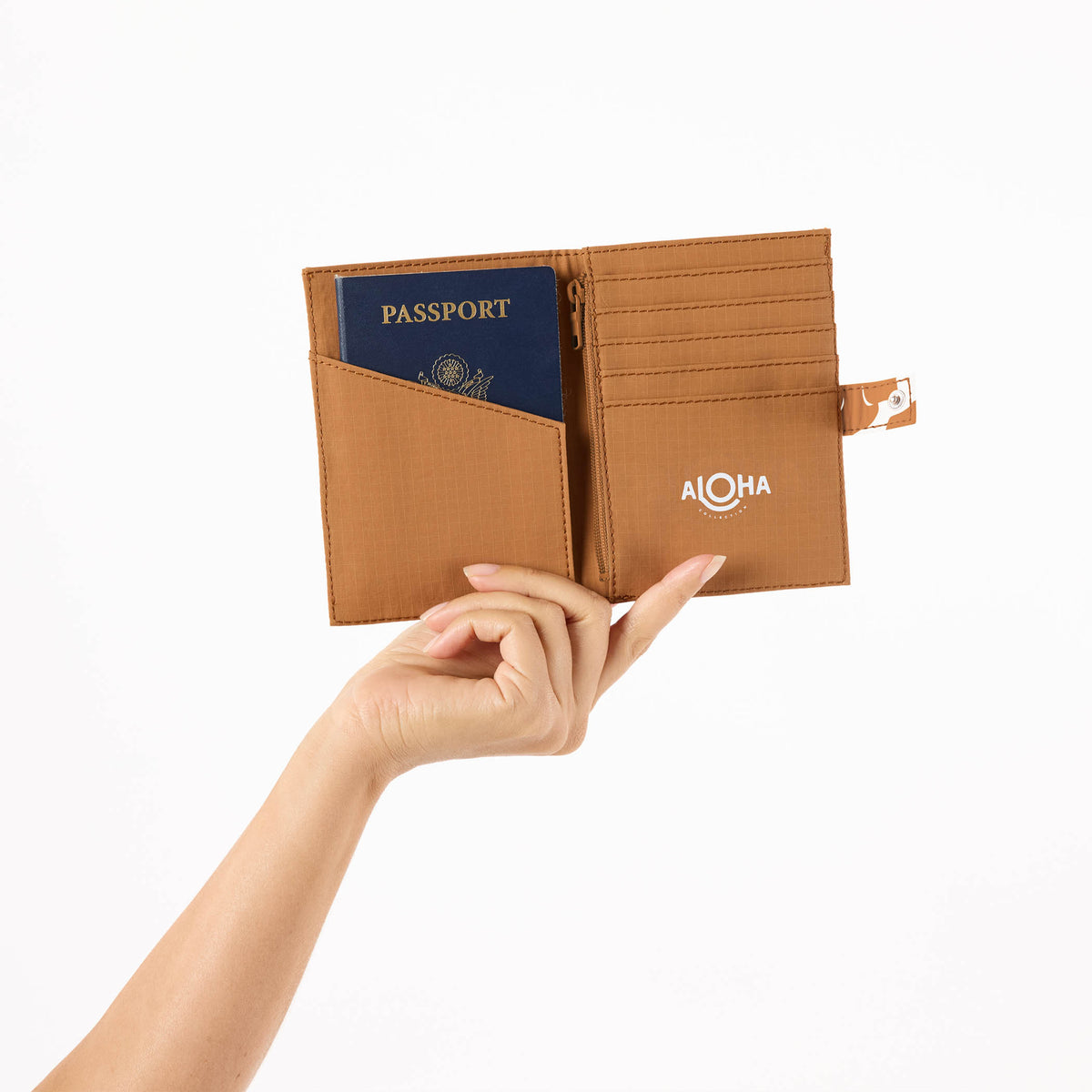 Textile Cone Passport Holder in Brown Sugar
