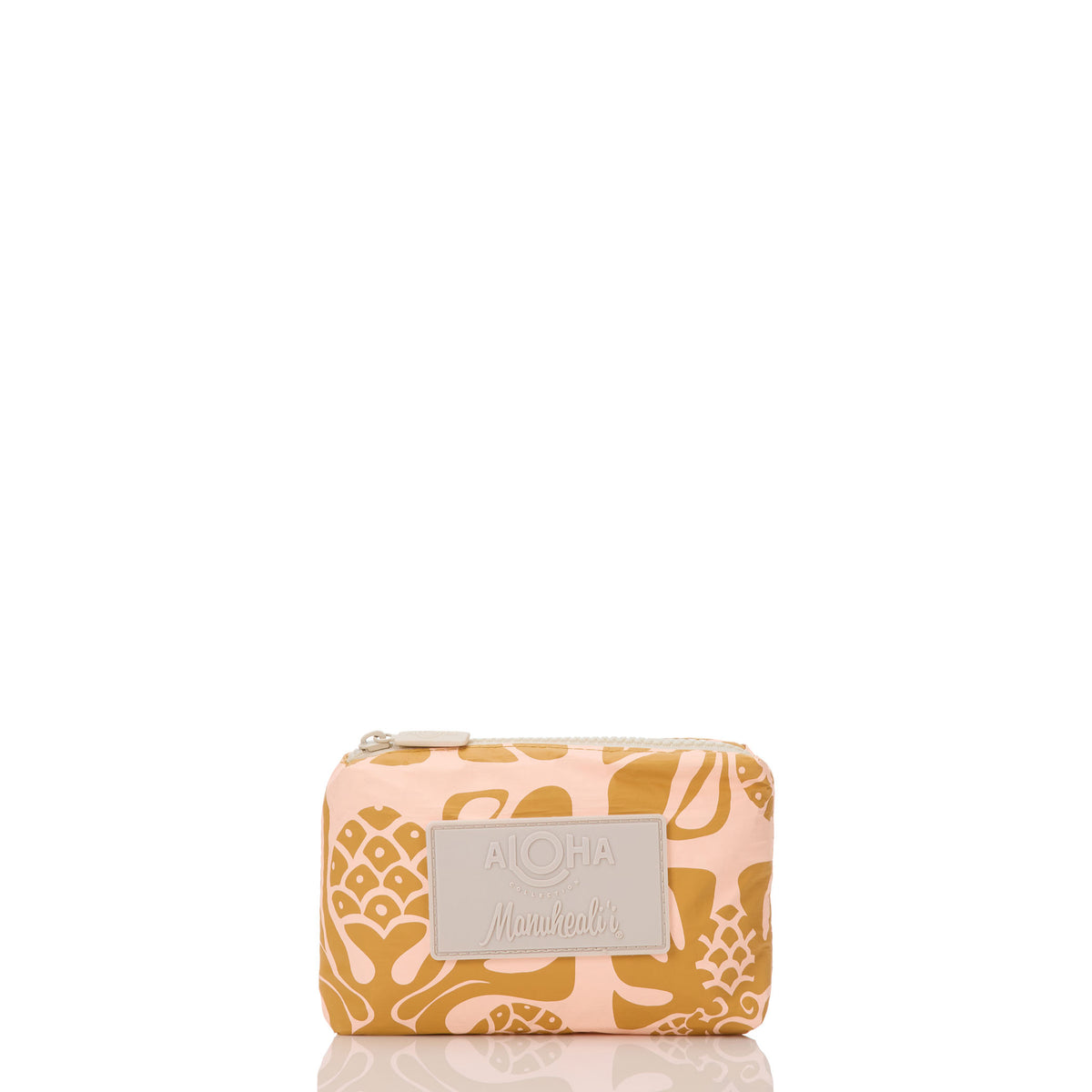 ʻUlu Quilt Mini Pouch in Peach on Hot Mustard