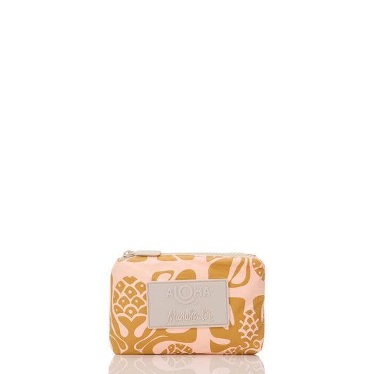 ʻUlu Quilt Mini Pouch in Peach on Hot Mustard
