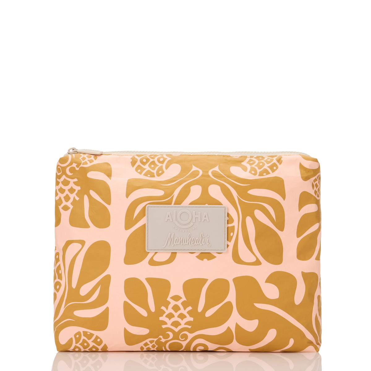 ʻUlu Quilt Mid Pouch in Peach on Hot Mustard