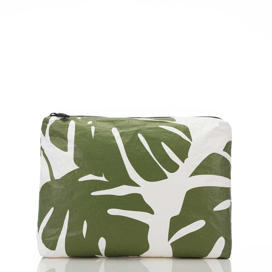Mid Monstera Pouch in Seaweed l ALOHA Collection