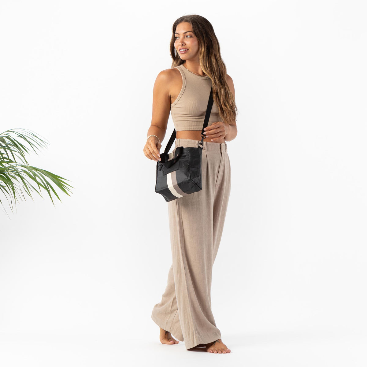 Buy Le Voyageur Caffe on Black Crossbody Bag with Zipper