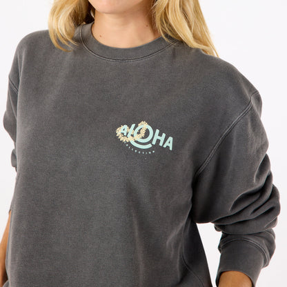 Lei ALOHA Fleece Crew in Vintage Black