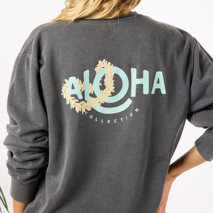 Lei ALOHA Fleece Crew in Vintage Black