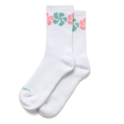 Funky Plumeria Crew Socks in Dry Reef