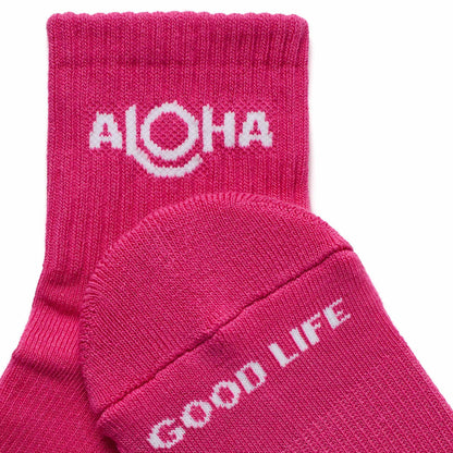 ALOHA Hana Hou Shortie Socks in Neon Pink