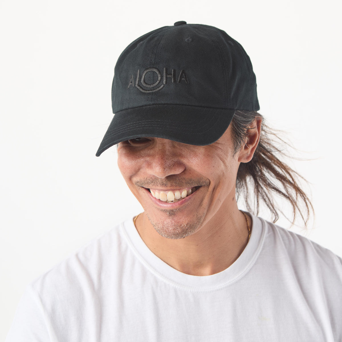 ALOHA Logo Dad Hat in Black
