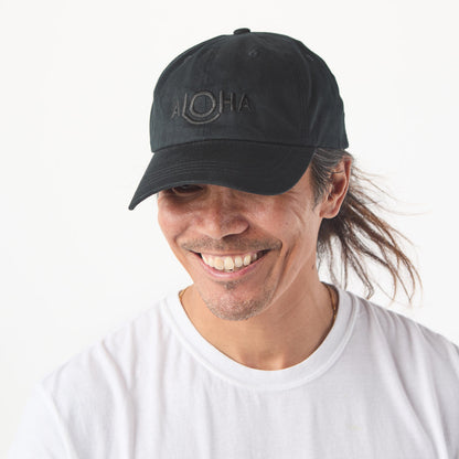 ALOHA Logo Dad Hat in Black
