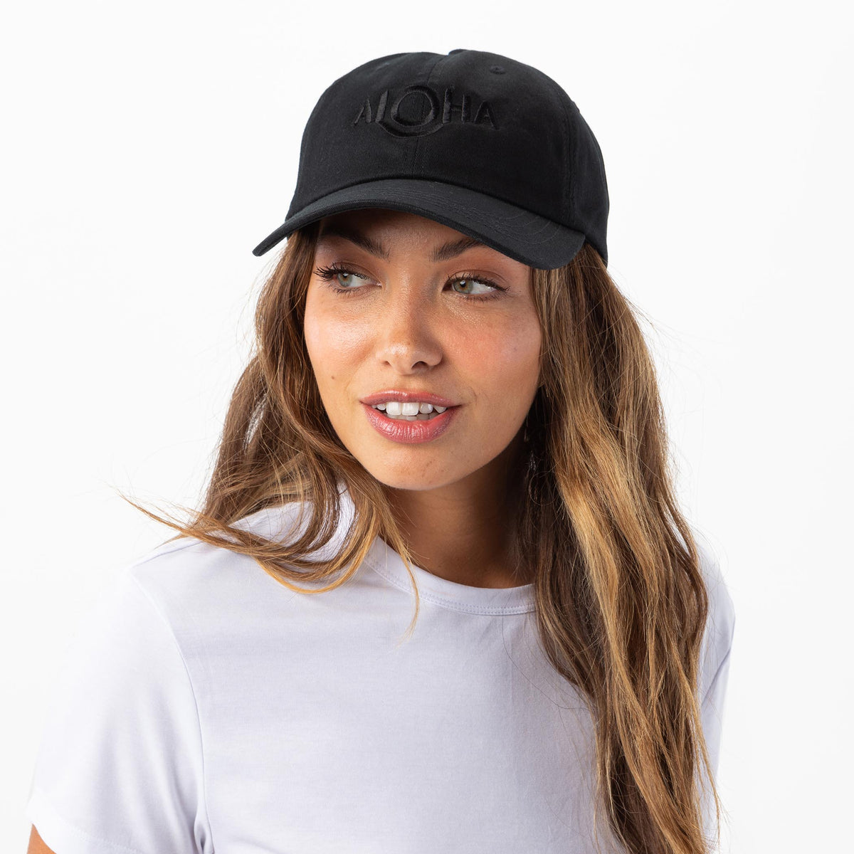 ALOHA Logo Dad Hat in Black