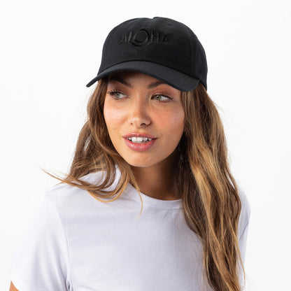 ALOHA Logo Dad Hat in Black