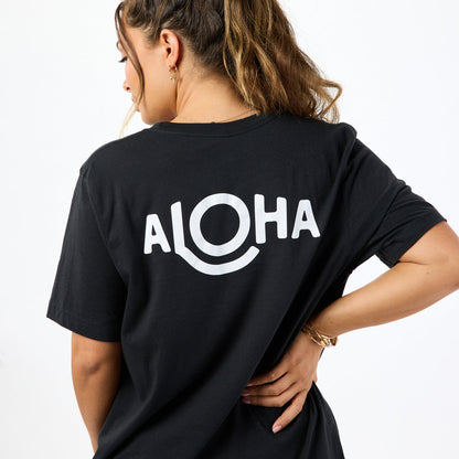 ALOHA Logo Tee in Vintage Black