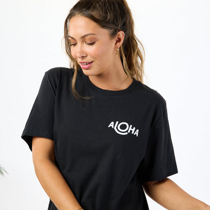 ALOHA Logo Tee in Vintage Black