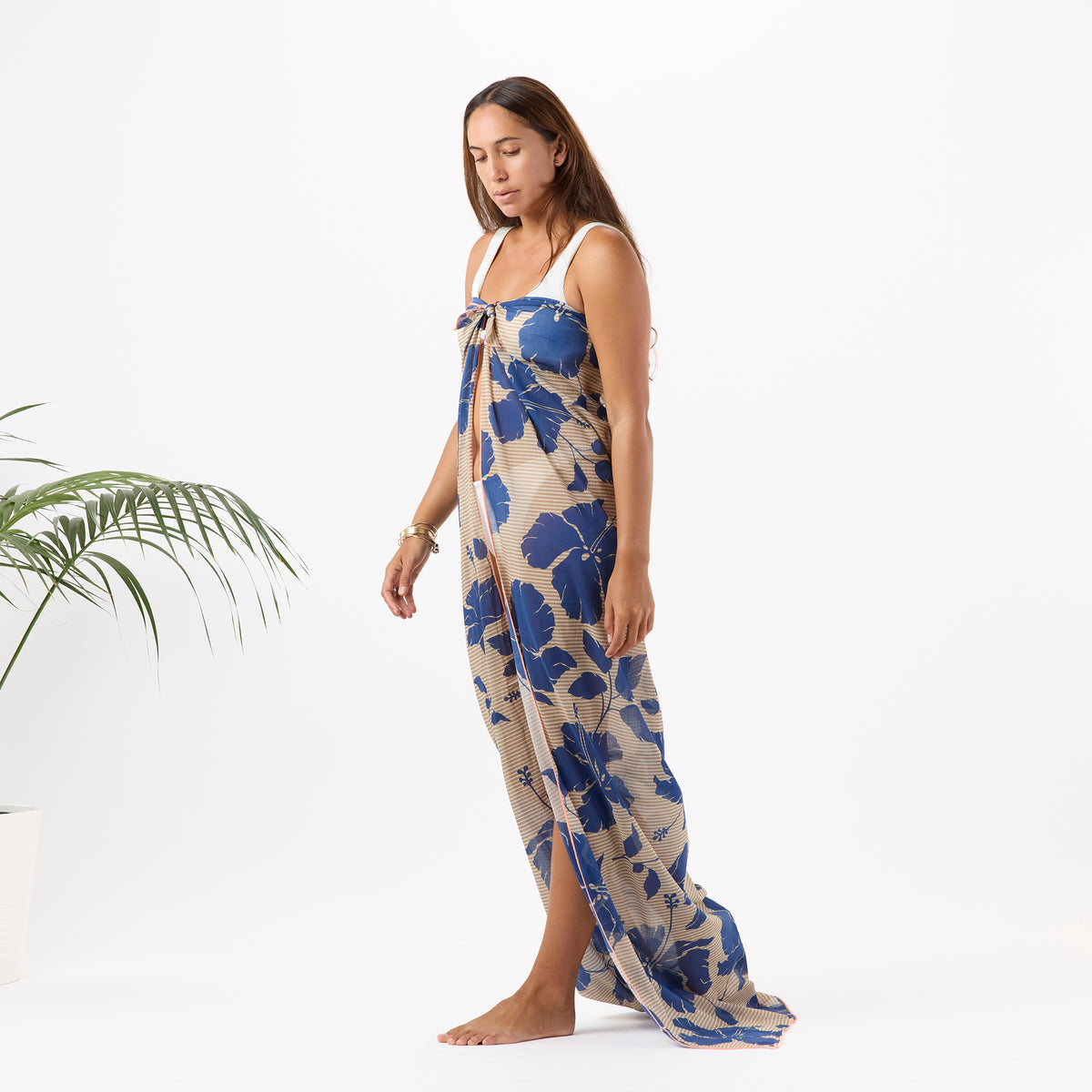 Salina Tiny Stripe Pareo in Navy