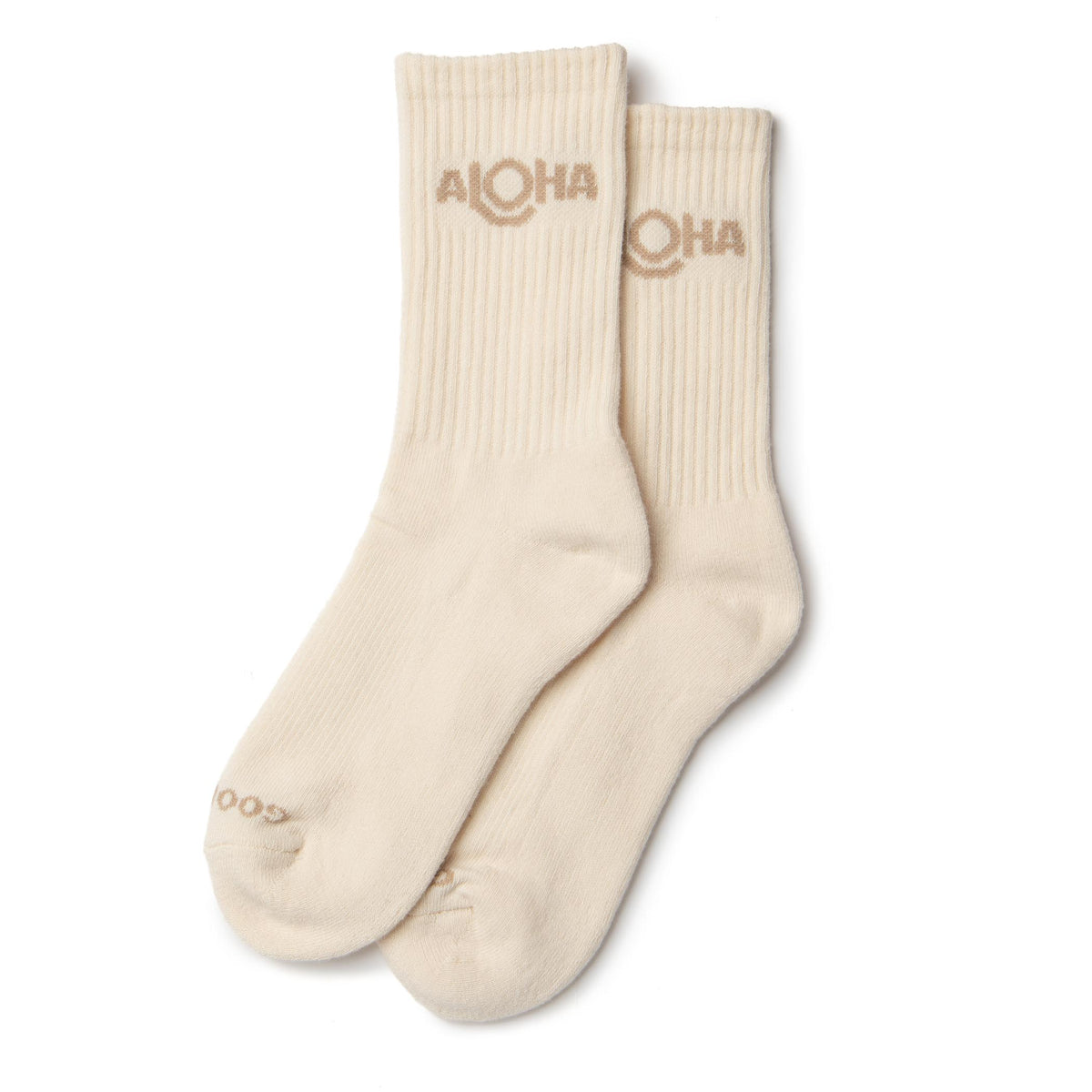 ALOHA Logo Crew Socks in Sandstone