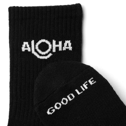 ALOHA Logo Crew Socks in Black