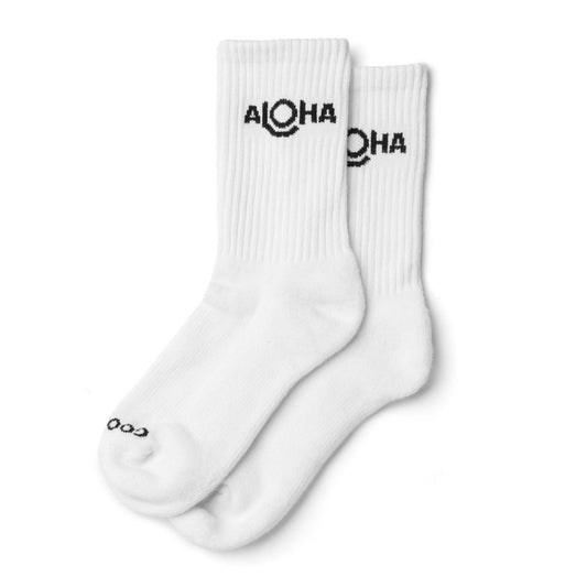 ALOHA Logo Crew Socks in White