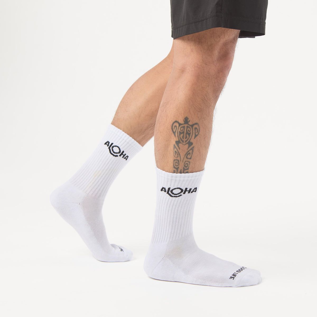 ALOHA Logo Crew Socks in White