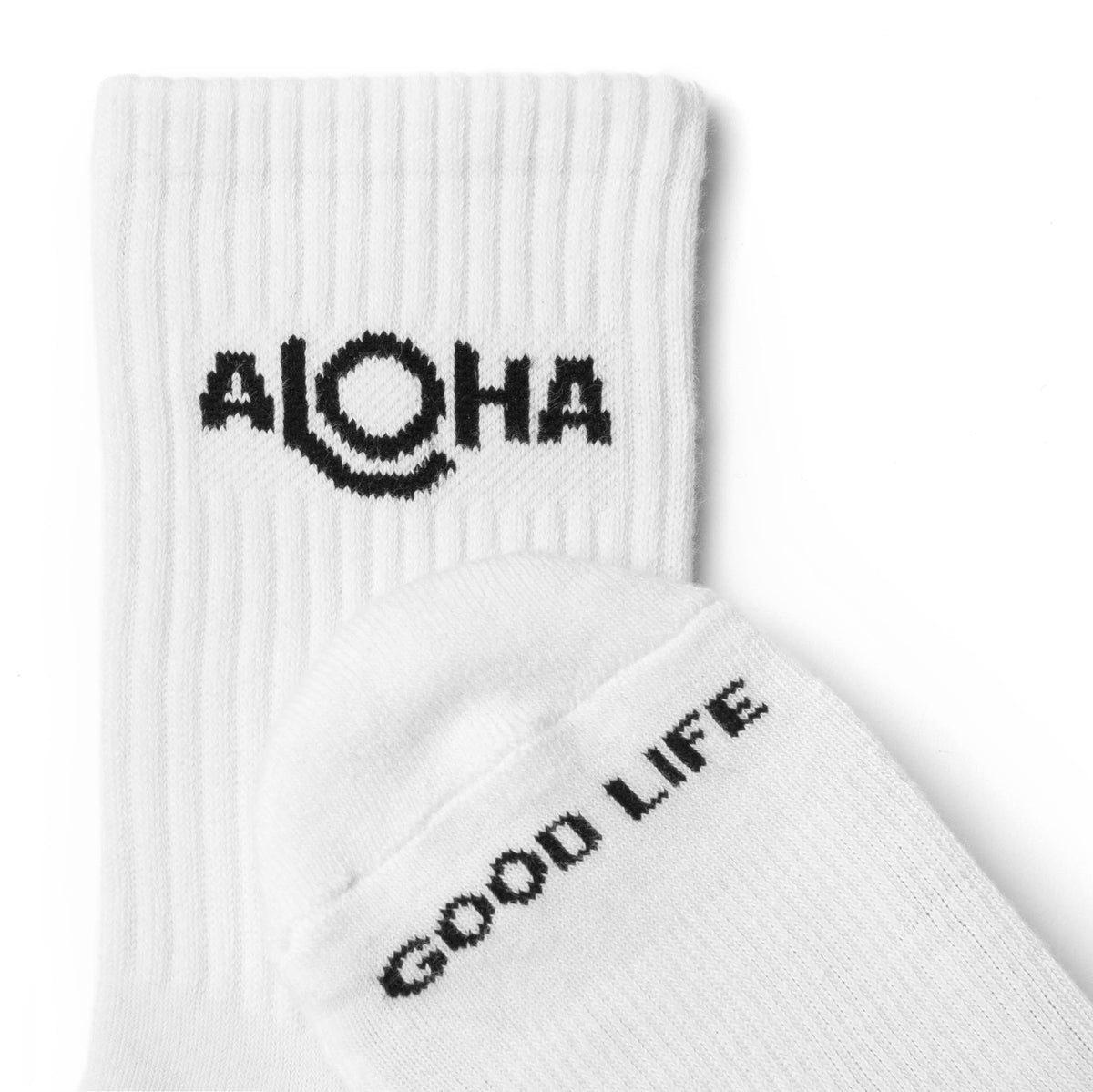 ALOHA Logo Crew Socks in White